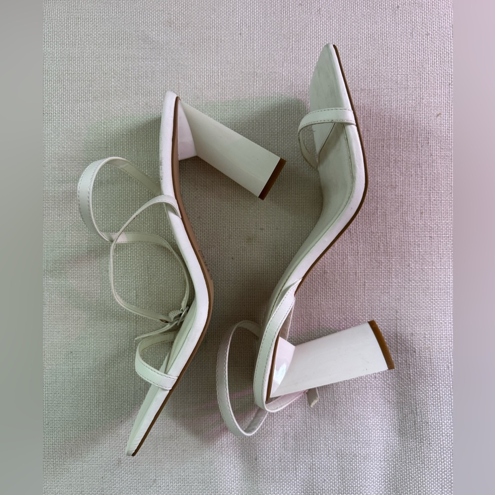 Forever 21 White Block Heel Sandals
